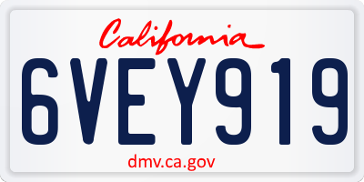 CA license plate 6VEY919