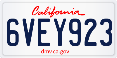 CA license plate 6VEY923