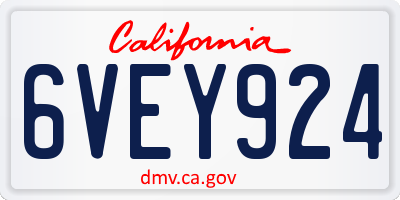 CA license plate 6VEY924