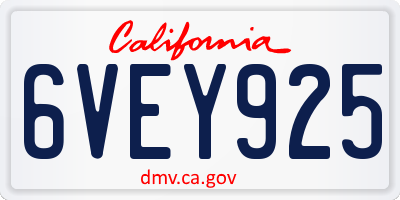 CA license plate 6VEY925