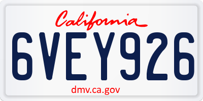 CA license plate 6VEY926