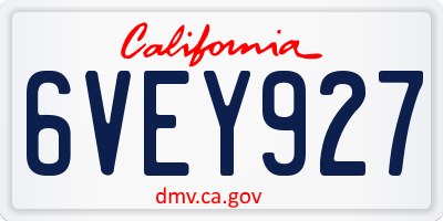 CA license plate 6VEY927