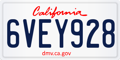 CA license plate 6VEY928