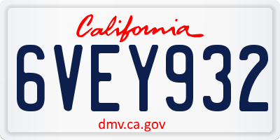CA license plate 6VEY932