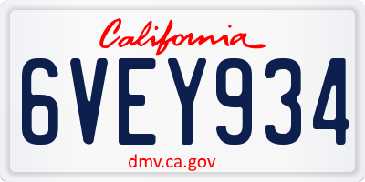 CA license plate 6VEY934