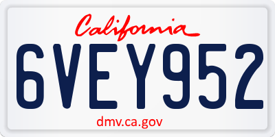CA license plate 6VEY952