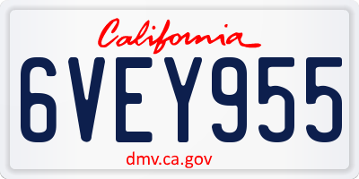 CA license plate 6VEY955
