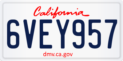 CA license plate 6VEY957