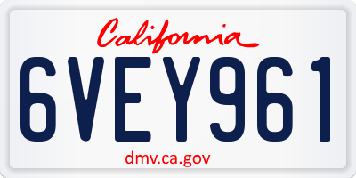 CA license plate 6VEY961