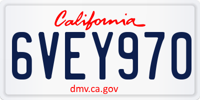 CA license plate 6VEY970