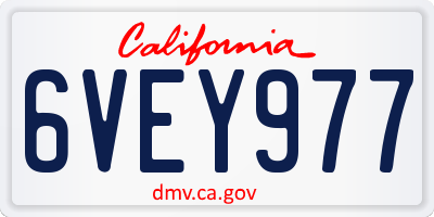 CA license plate 6VEY977