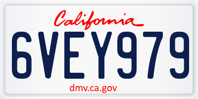 CA license plate 6VEY979