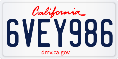 CA license plate 6VEY986