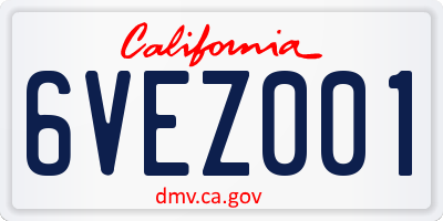 CA license plate 6VEZ001