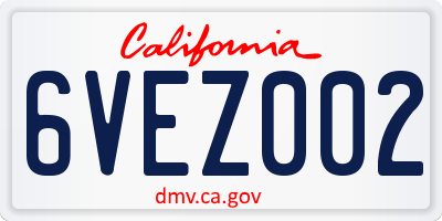 CA license plate 6VEZ002