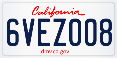 CA license plate 6VEZ008