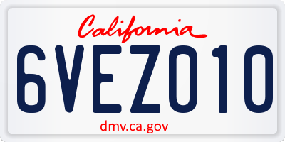 CA license plate 6VEZ010