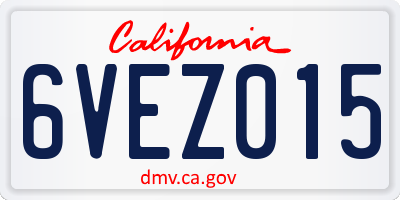 CA license plate 6VEZ015