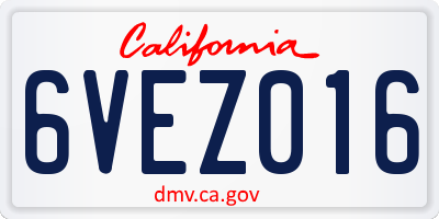 CA license plate 6VEZ016