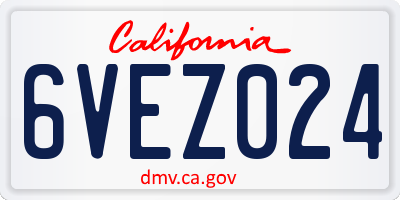 CA license plate 6VEZ024