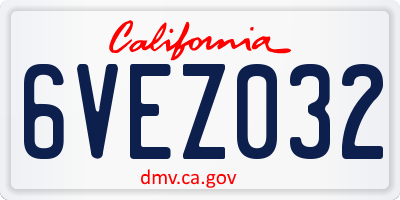CA license plate 6VEZ032