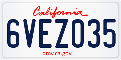 CA license plate 6VEZ035