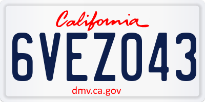 CA license plate 6VEZ043