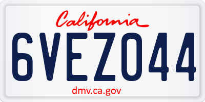 CA license plate 6VEZ044