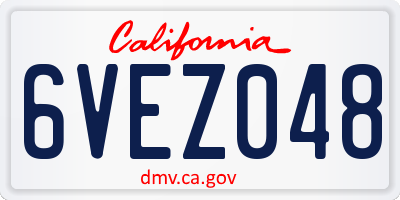 CA license plate 6VEZ048