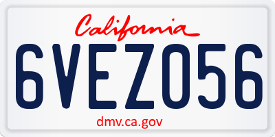 CA license plate 6VEZ056