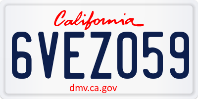 CA license plate 6VEZ059