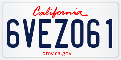 CA license plate 6VEZ061