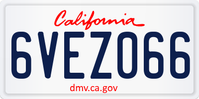 CA license plate 6VEZ066
