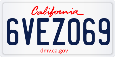 CA license plate 6VEZ069