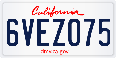 CA license plate 6VEZ075
