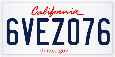 CA license plate 6VEZ076