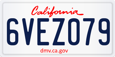 CA license plate 6VEZ079