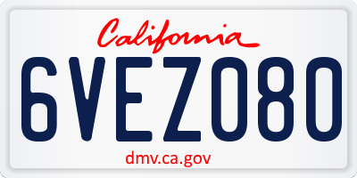 CA license plate 6VEZ080