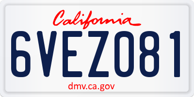 CA license plate 6VEZ081