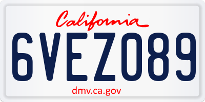 CA license plate 6VEZ089