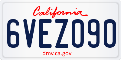 CA license plate 6VEZ090