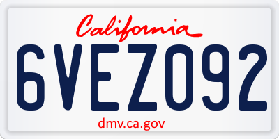 CA license plate 6VEZ092