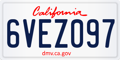 CA license plate 6VEZ097