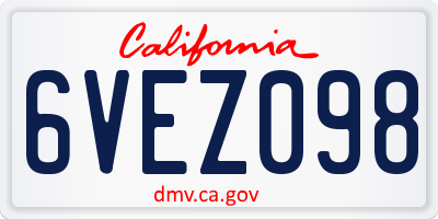 CA license plate 6VEZ098