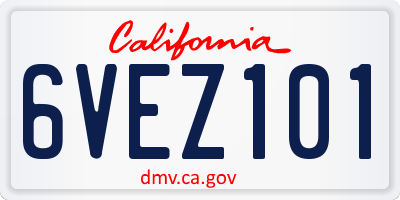 CA license plate 6VEZ101