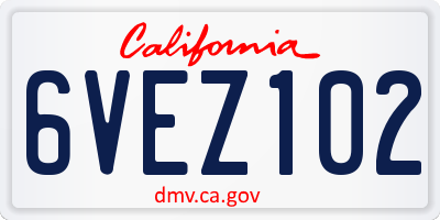 CA license plate 6VEZ102