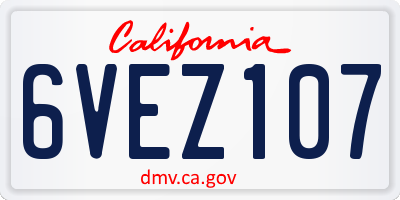 CA license plate 6VEZ107