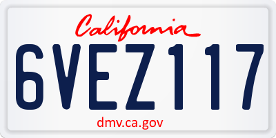 CA license plate 6VEZ117