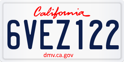 CA license plate 6VEZ122