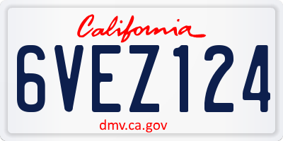 CA license plate 6VEZ124